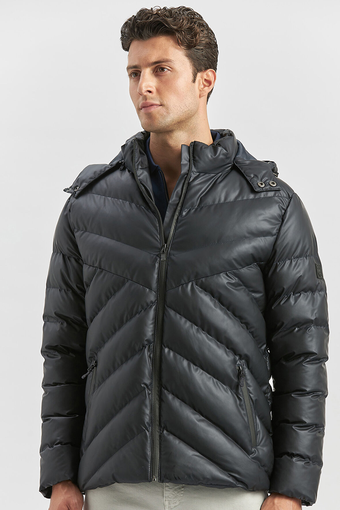 Dolumlu Çıkarılabilir Kapüşonlu Astarlı Slim Fit Dar Kesim Casual Mont 1007245151