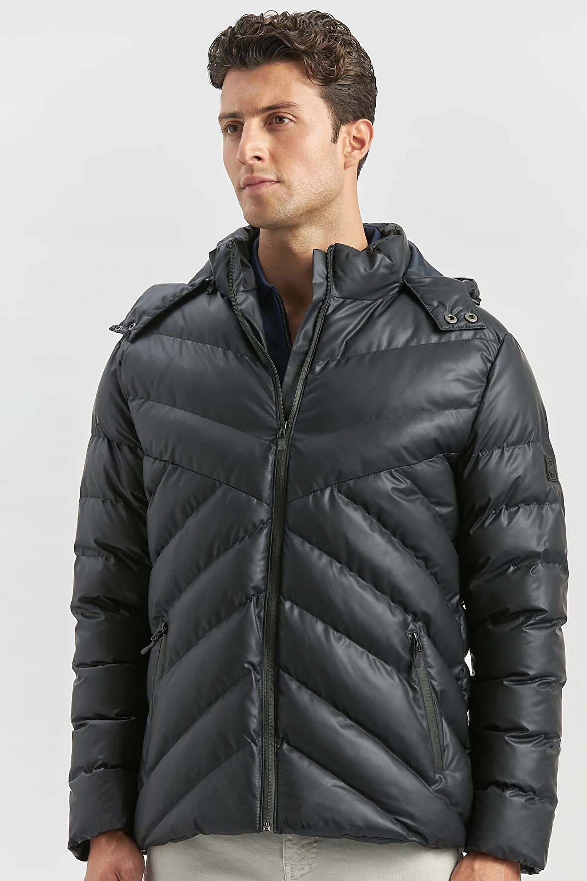 Dolumlu Çıkarılabilir Kapüşonlu Astarlı Slim Fit Dar Kesim Casual Mont 1007245151