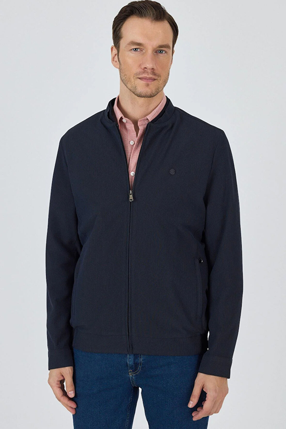 Düz Gofreli Kolej Yaka Yarım Astar Esnek Standart Fit Mont 1007250109