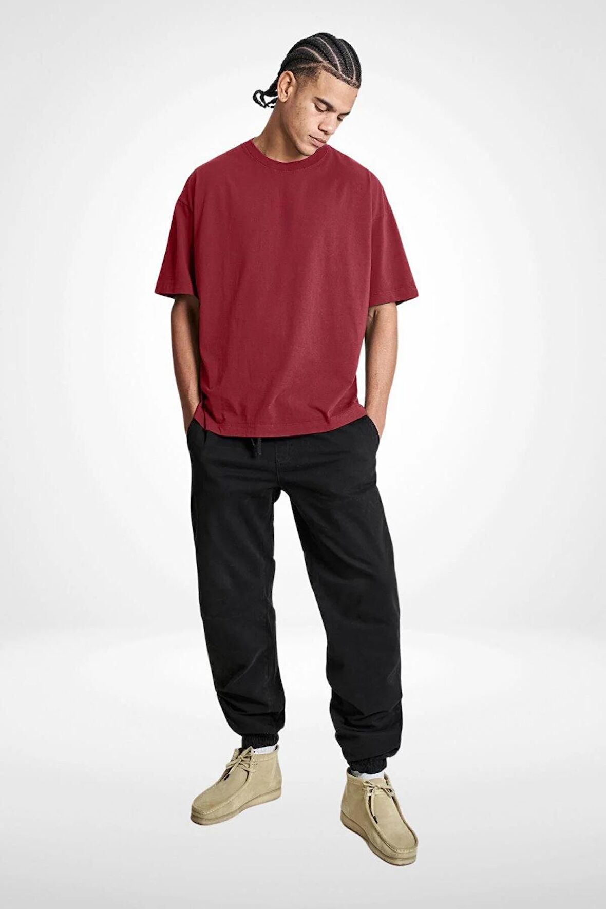 Unisex Oversize %100 Pamuk Bisiklet Yaka Tişört