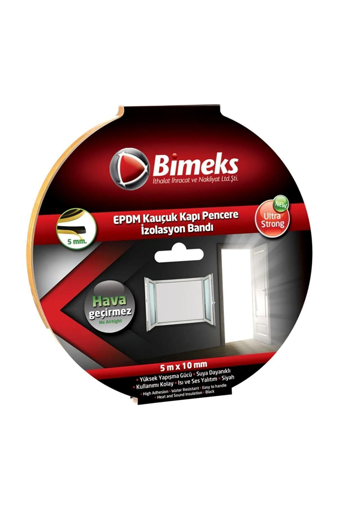 Bimeks Kapı Pencere Bandı EPDM Siyah 10mmx5m