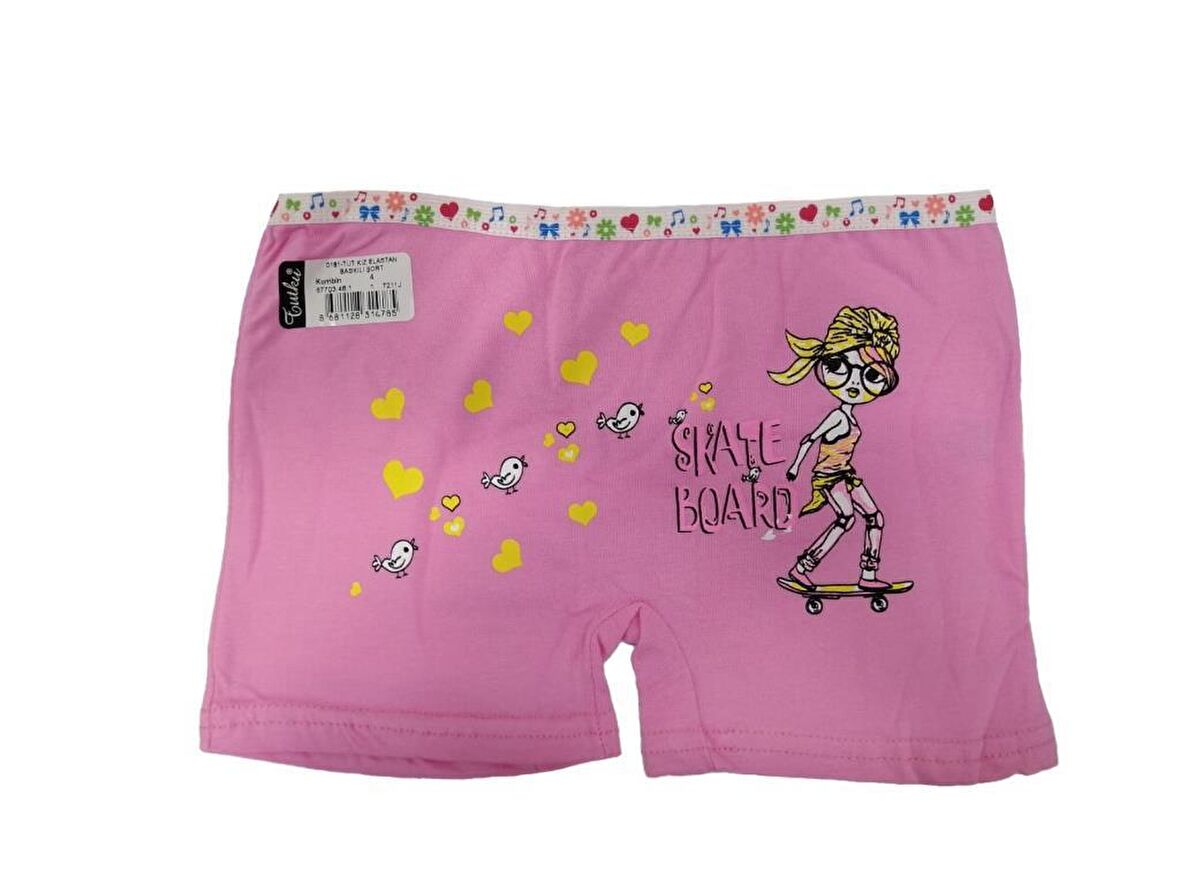 6 lı Paket Tutku Kız Çocuk Elastan Renkli Boxer 