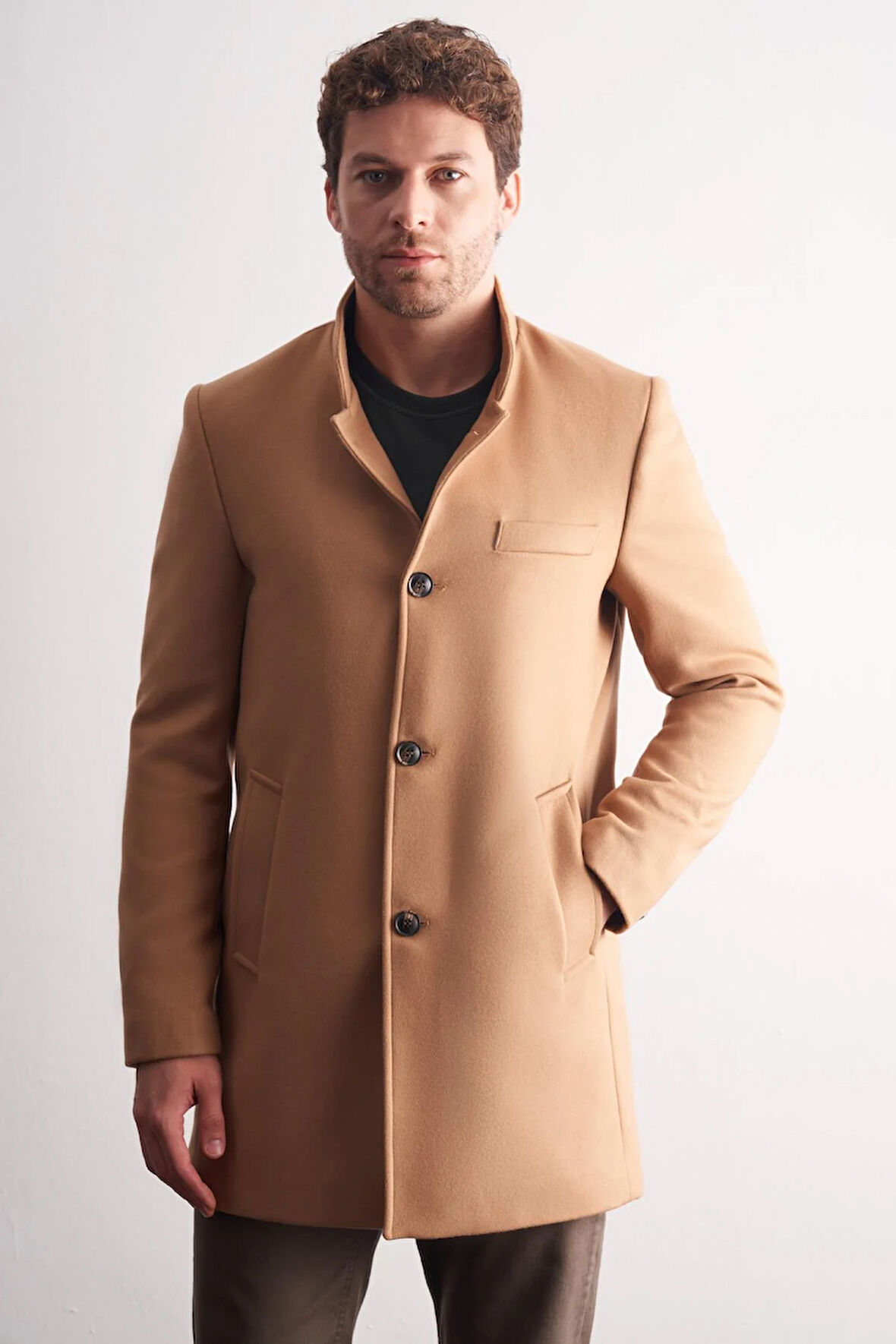 Camel Hakim Yaka Classic Slim Fit Esnek Kaban 1008255162