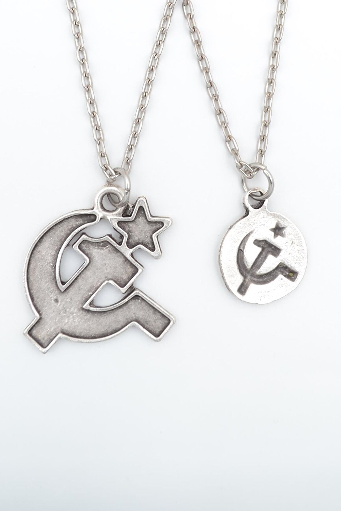 2'li Orak Çekiç Erkek Kadın Kolye Seti 925 Ayar Gümüş Kaplama