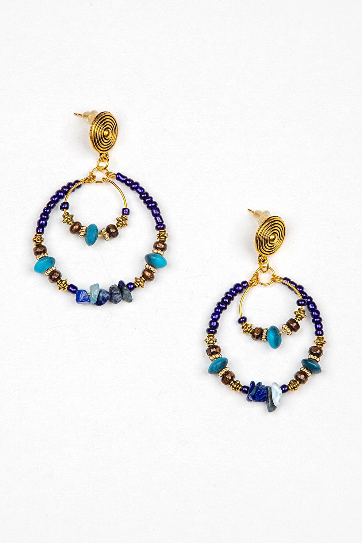 Otantik Doğal Taşlı Halka Küpe