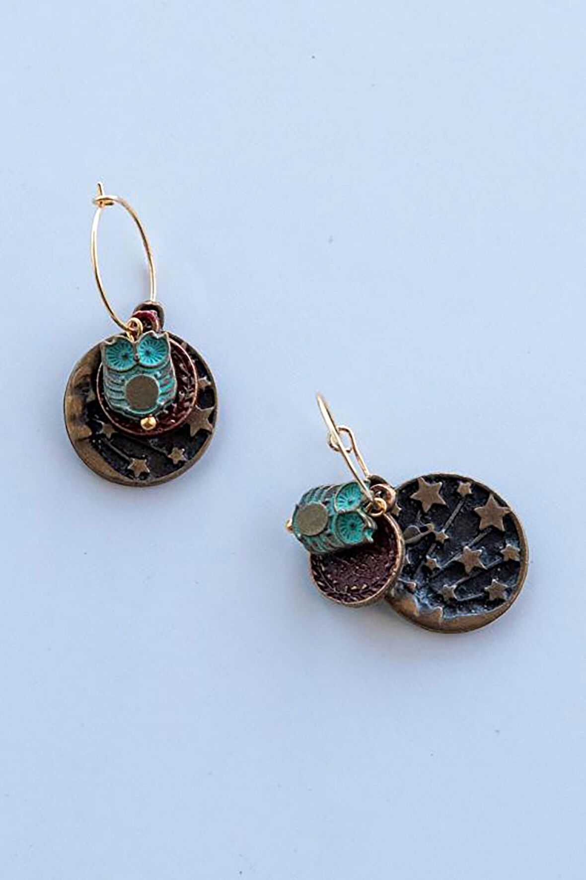 Baykuş Yıldız Figürlü Otantik Küpe