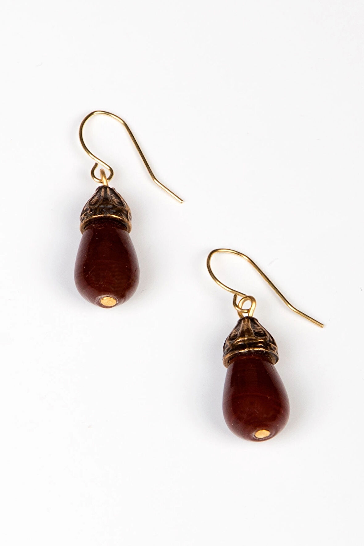 Doğal Taşlı Bordo Otantik Küpe