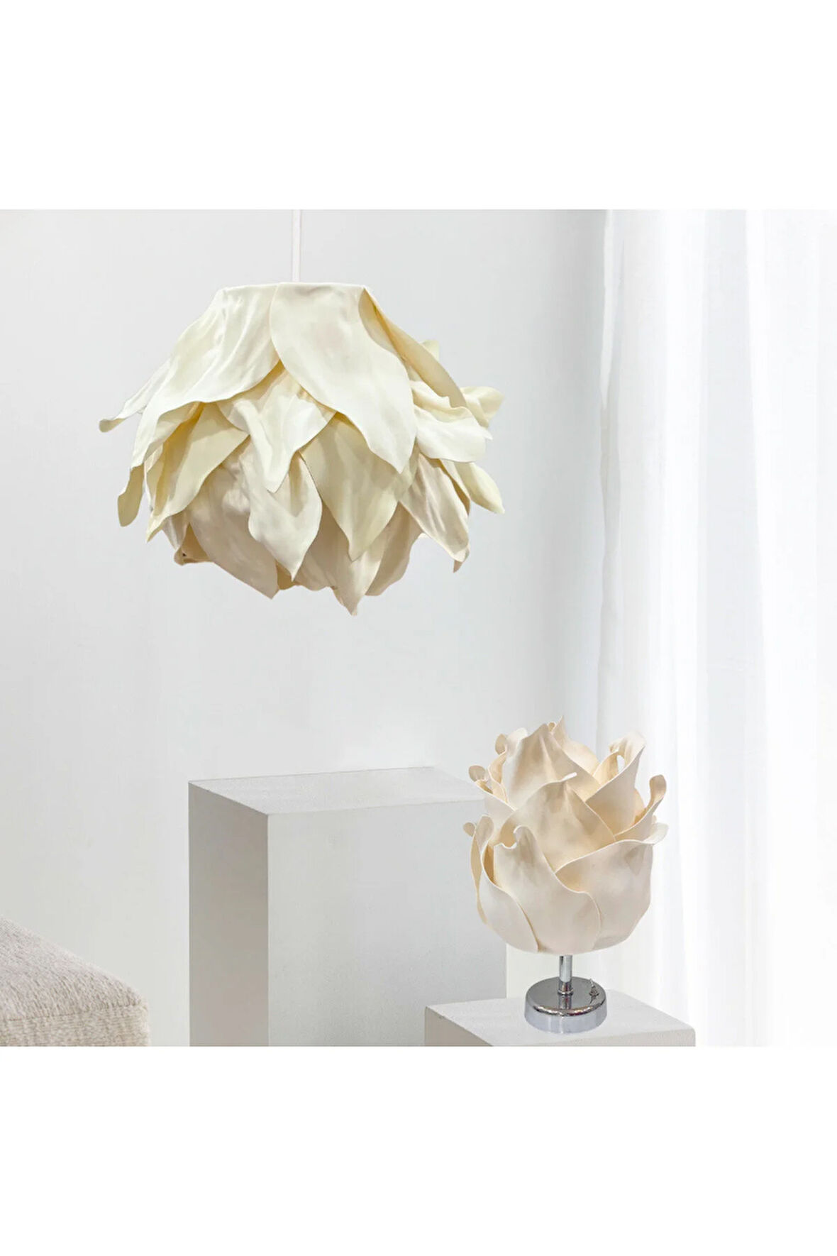 Lotus Krem Eva Sarkıt Aydınlatma Avize