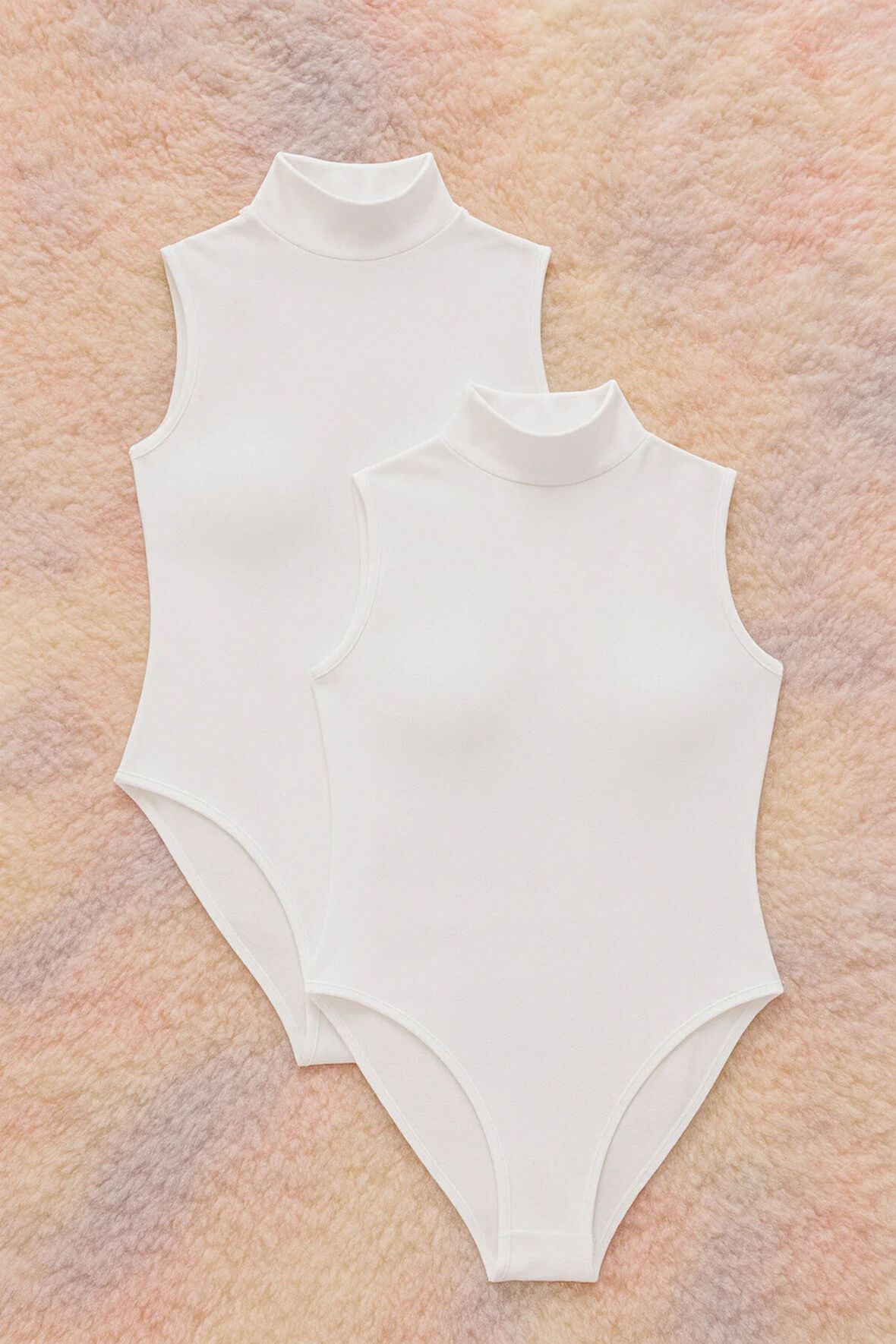 Kadın Pamuklu Kolsuz Boğazlı Beyaz-Siyah 2'li Çıtçıtlı Body