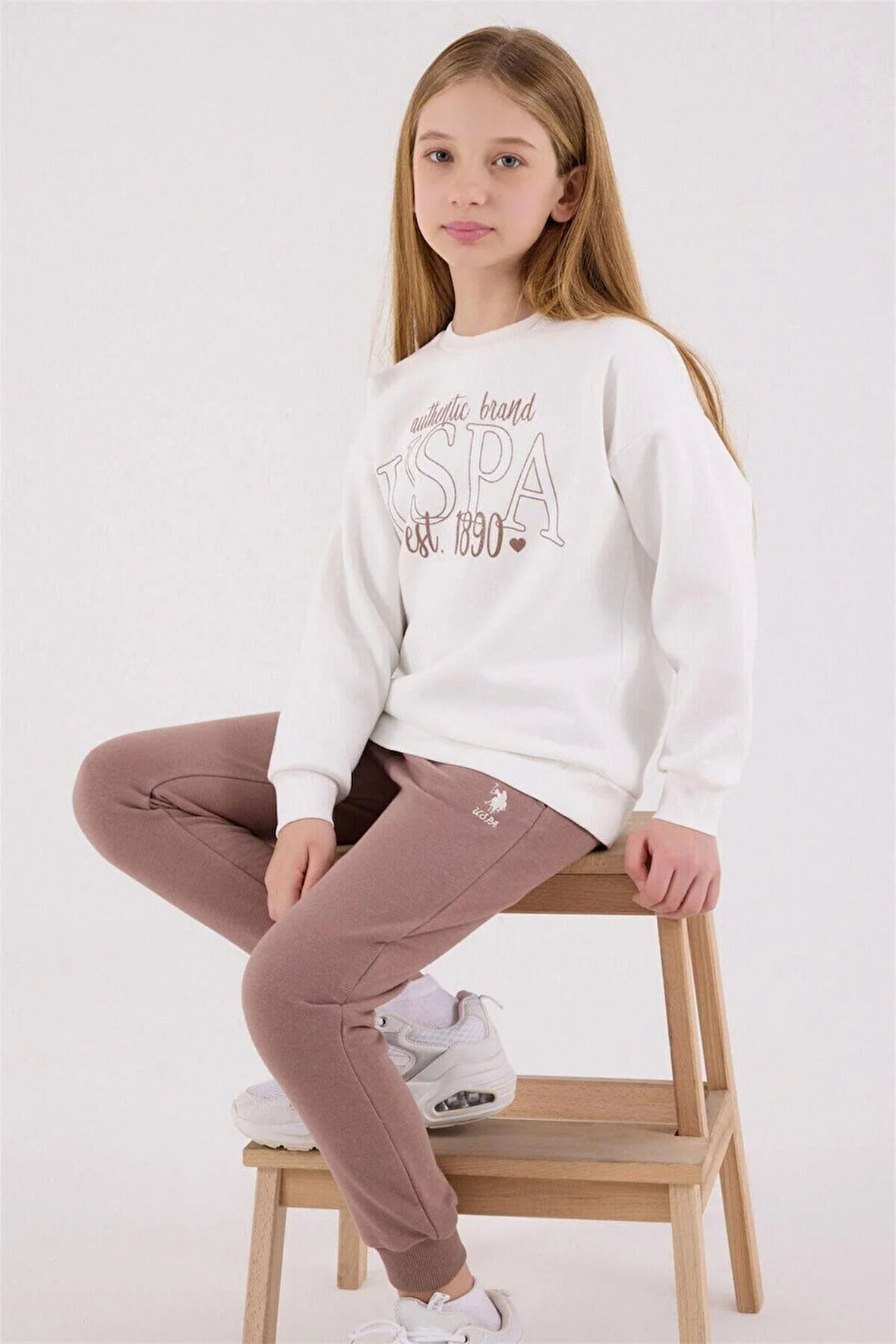 Polo Kız Çocuk Rahat Uzun Kollu Pamuklu Pijama Takımı Somon Yumuşak Kumaş