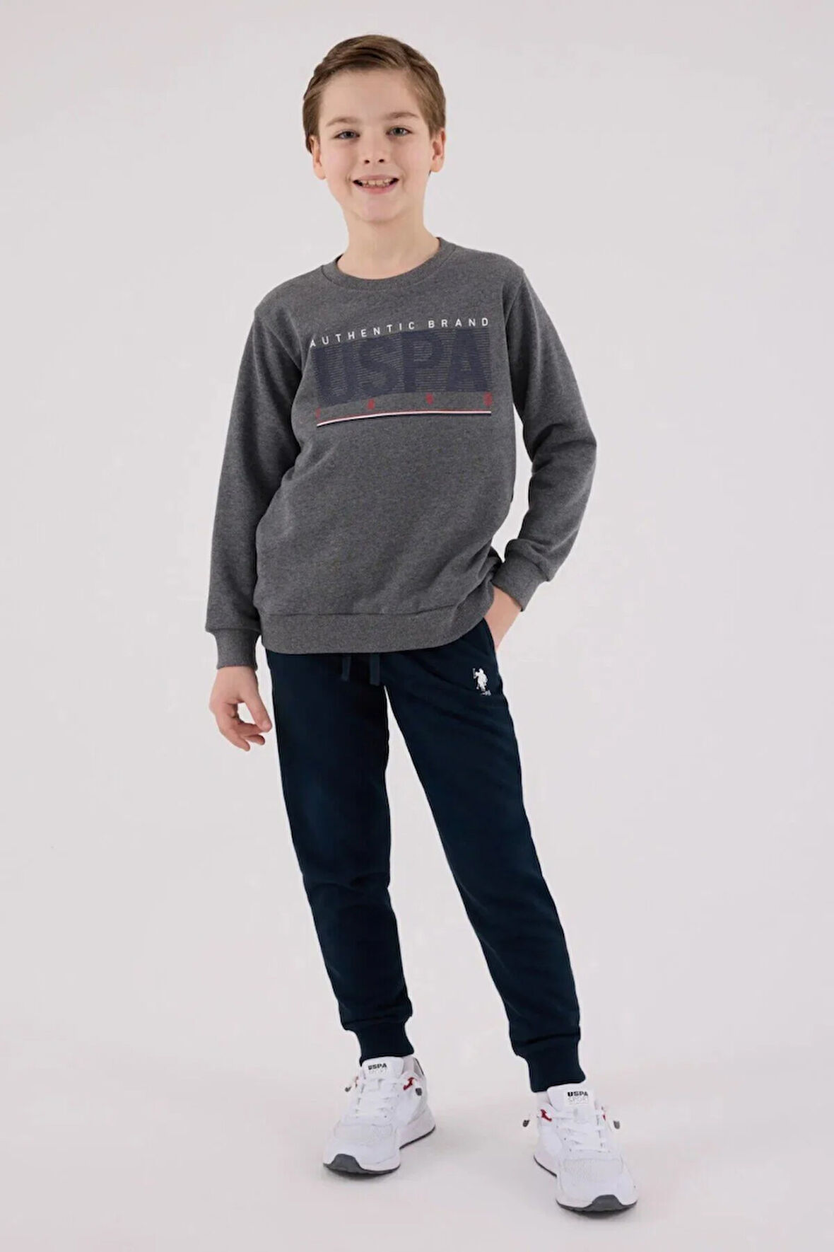 Polo Erkek Çocuk Rahat Uzun Kollu Pamuklu Pijama Takımı Antrasit Yumuşak Kumaş