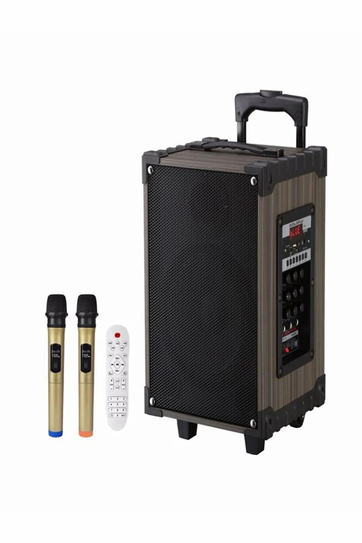 LT-912 Süper Bass Şarjlı Kumandalı Çift Mikrofonlu Hoparlör Karaoke Sistemi 100 Watt Taşınabilir Parti Box