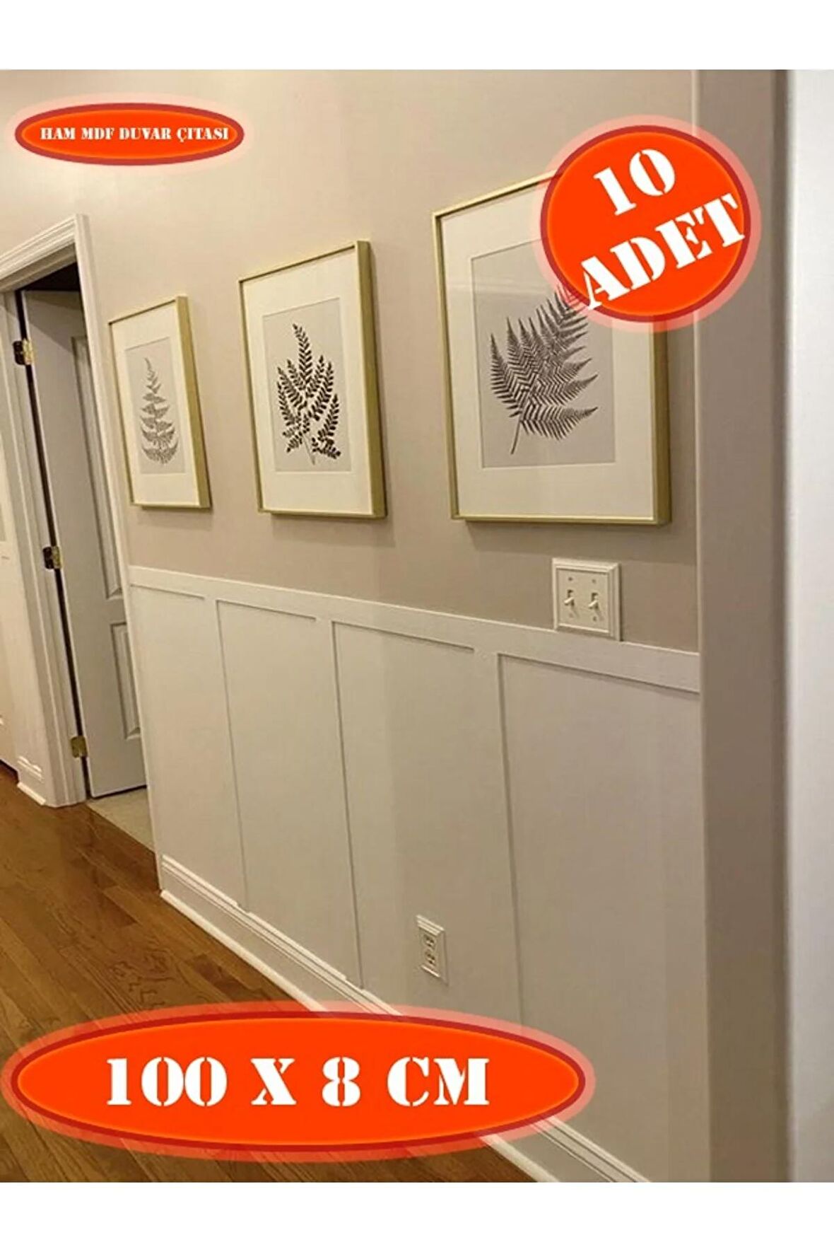 İskandinav Duvar Çıtası 100cm x 8 cm (10 ADET) Çocuk Odası Duvar Dekorasyonu , Duvar Çıtası