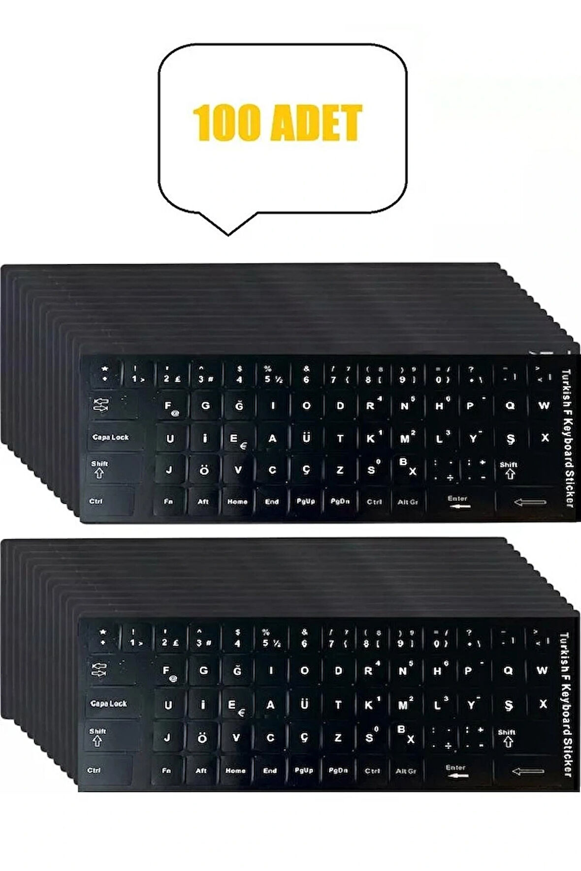 100 Adet Türkçe F Klavye Etiketi Laptop Pc Sticker Kaliteli PvcKeybord Sticker PVC Harf Çıkartmaları
