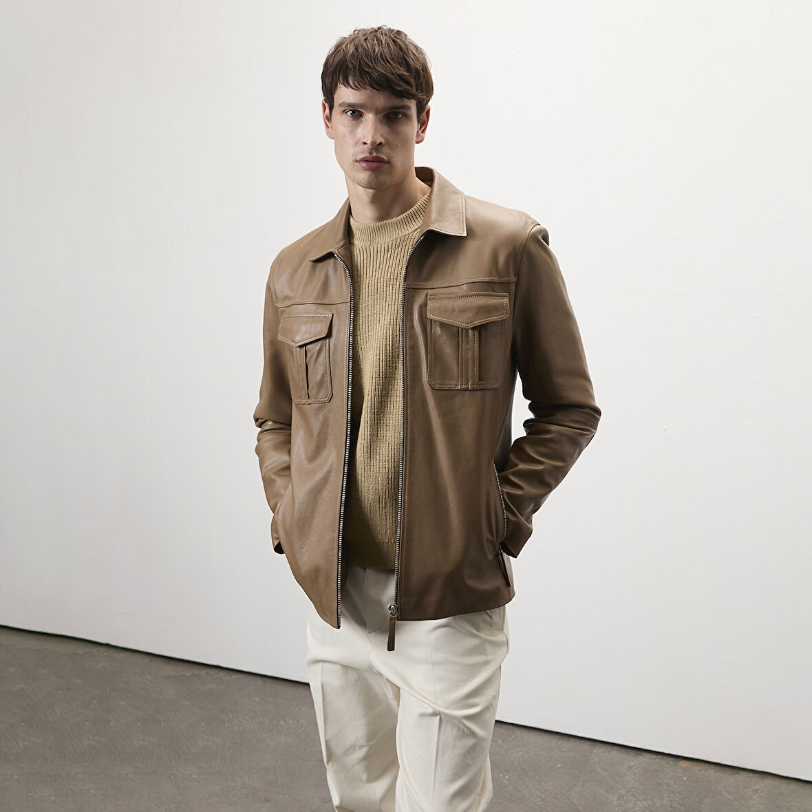 Carlino Kahve Erkek Deri Mont