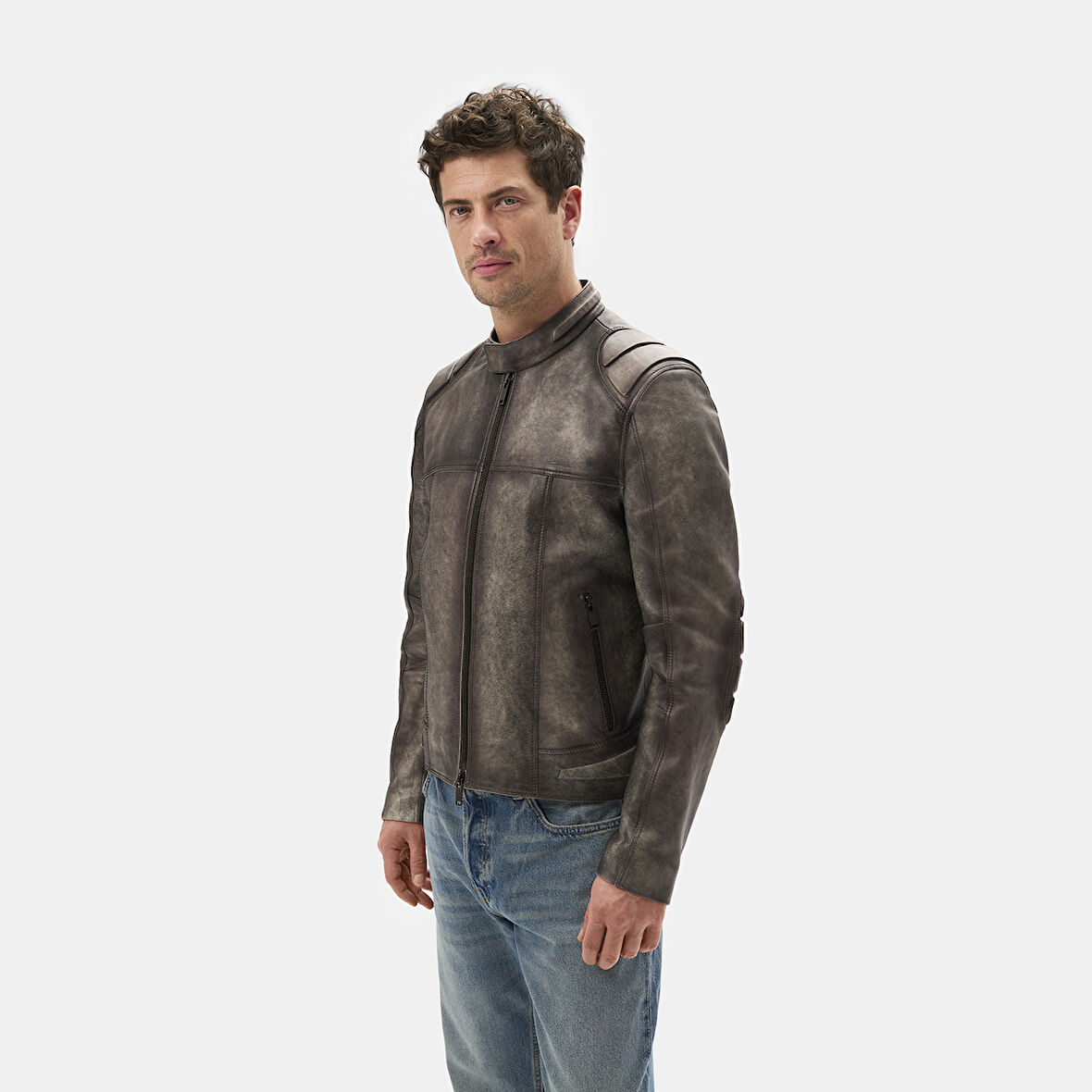 Tirona Gri Erkek Deri Mont