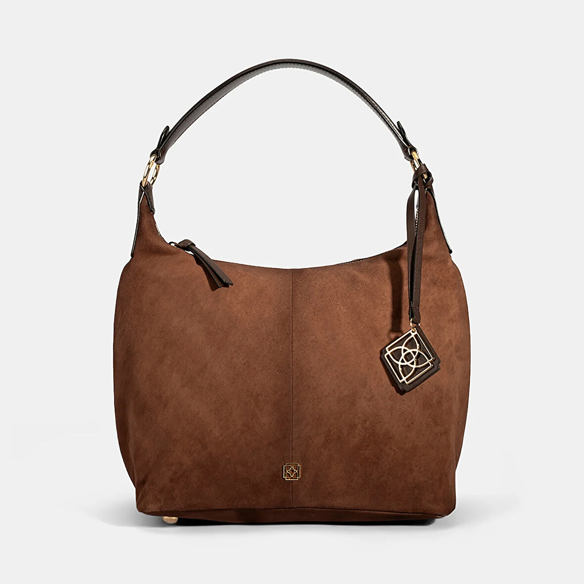 Kadın Kahve Süet Deri Omuz Çantası