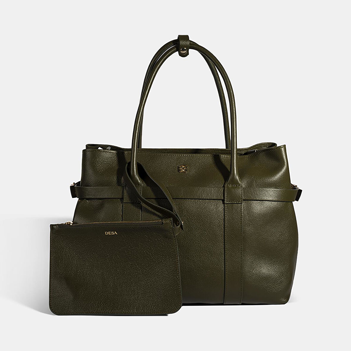 Kadın Yeşil Cüzdan Aksesuarlı Deri Omuz Çantası