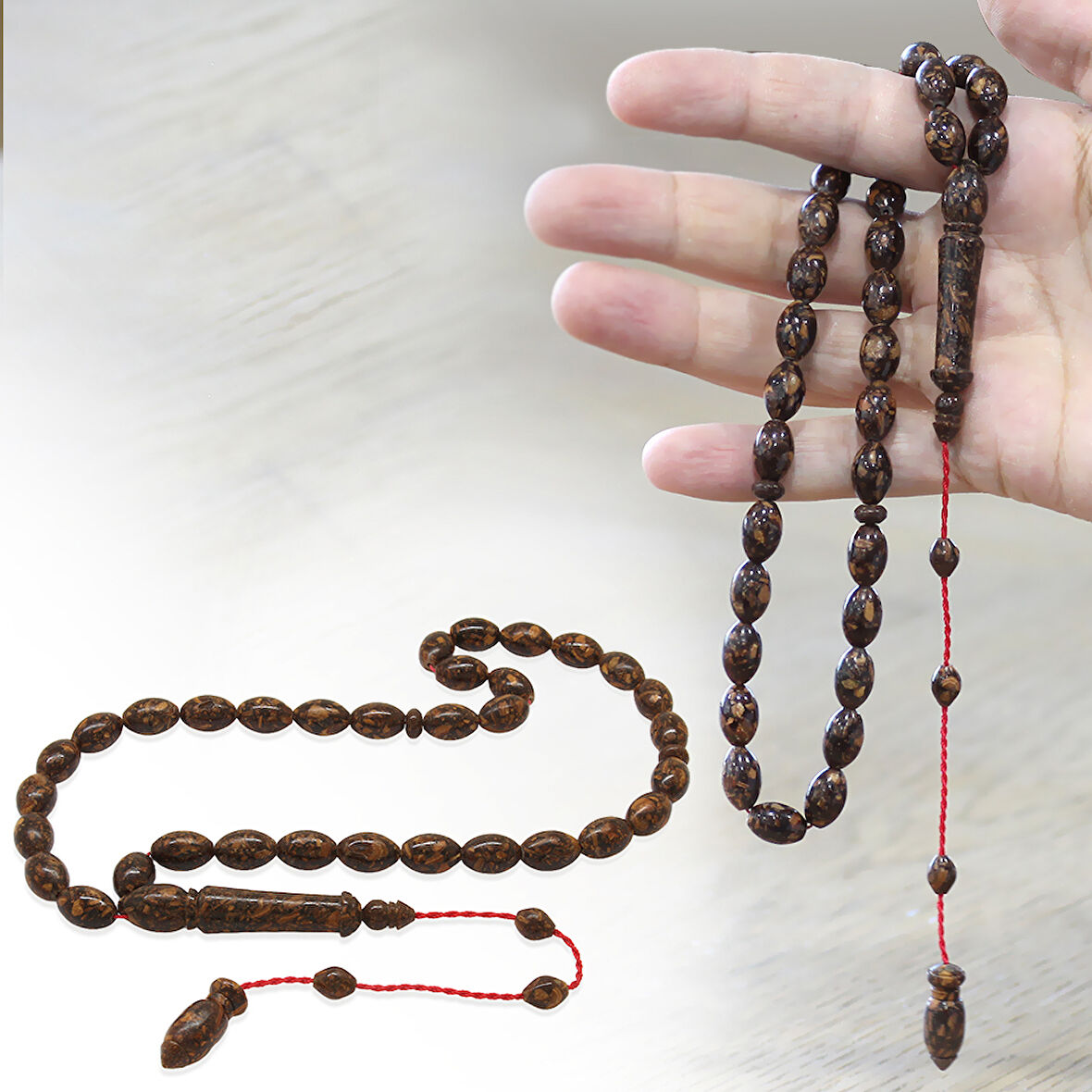 Sistemli Arpa Kesim Kahverengi Kokulu Tarçın Ağacı Tesbih