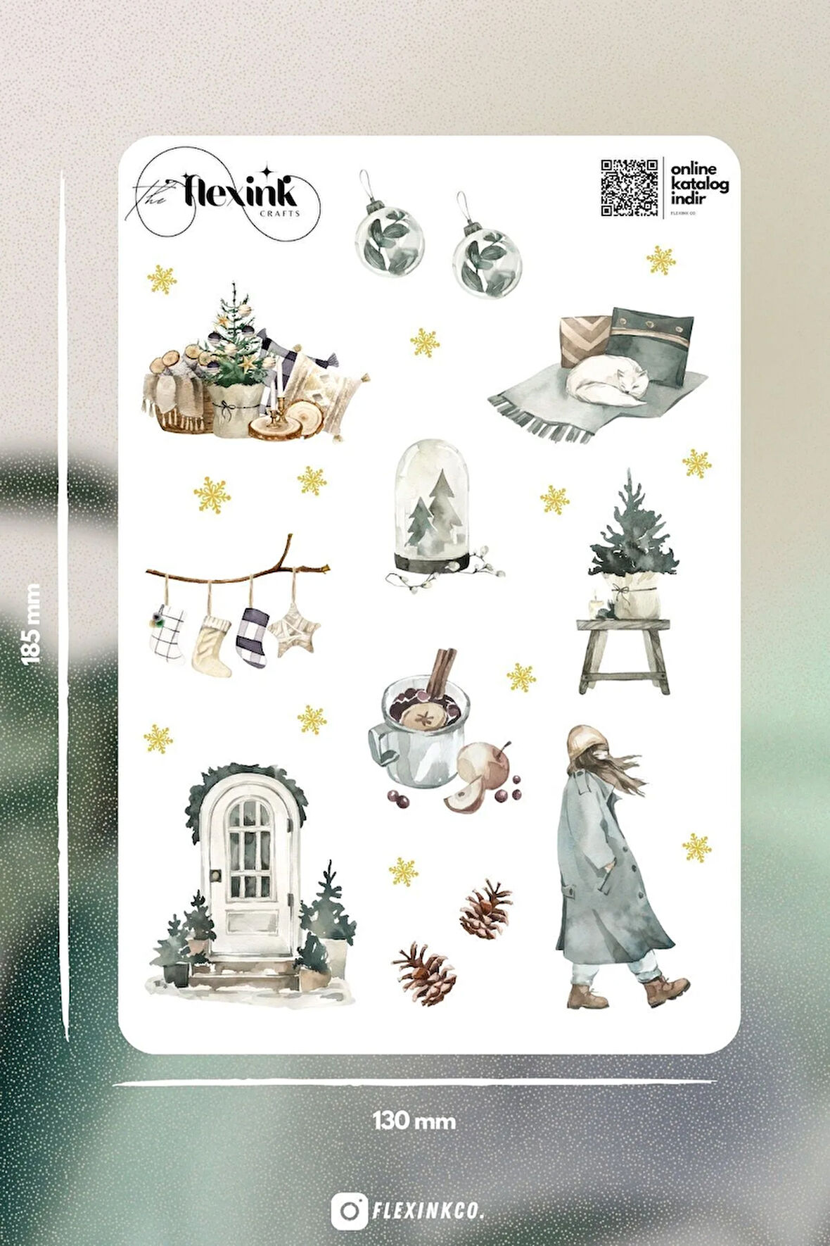 Grey Winter Şeffaf Sticker Seti Scrapbook Ajanda Journal Bullet Planner Telefon