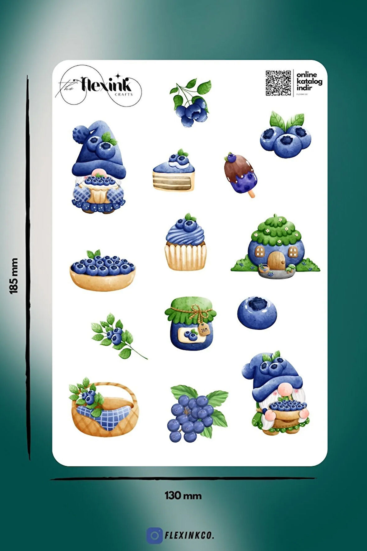 Sevimli Yaban Mersini Şeffaf Sticker Seti Scrapbook Ajanda Journal Bullet Planner Telefon