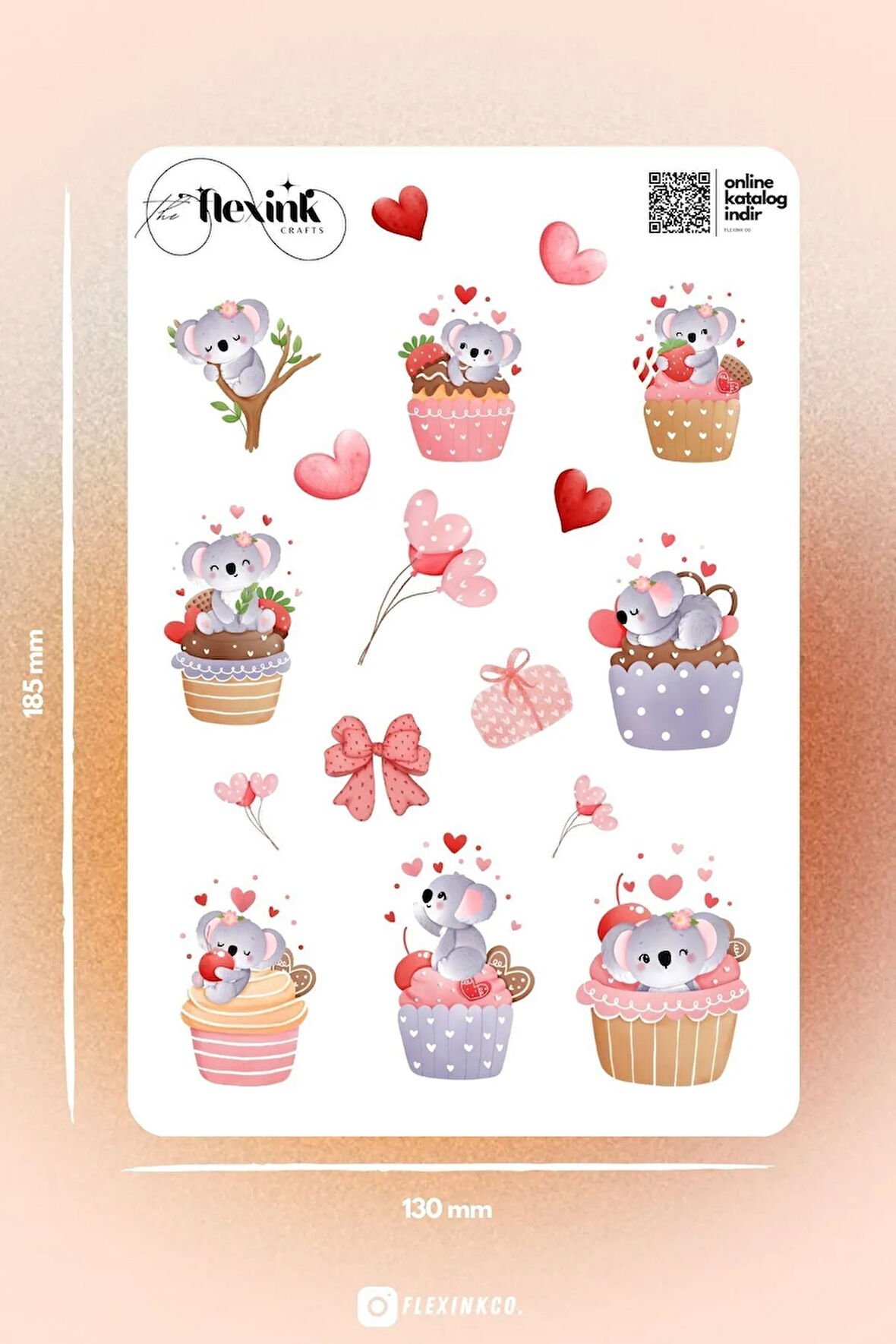 Love Koala Şeffaf Sticker Seti Scrapbook Ajanda Journal Bullet Planner Telefon