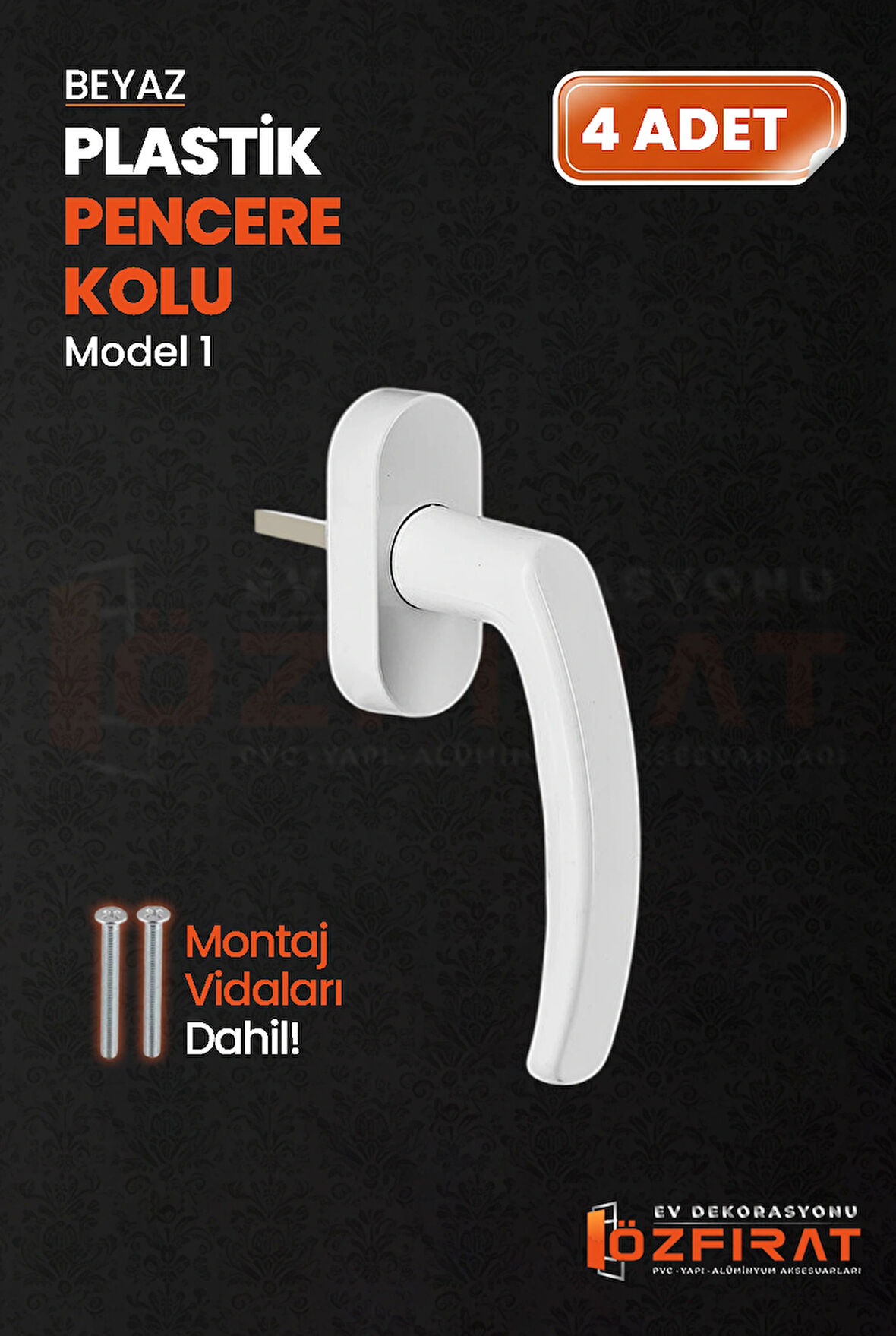 Pimapen PVC Pencere Kolu – Plastik – Beyaz – Model 1 – (4 Adet)