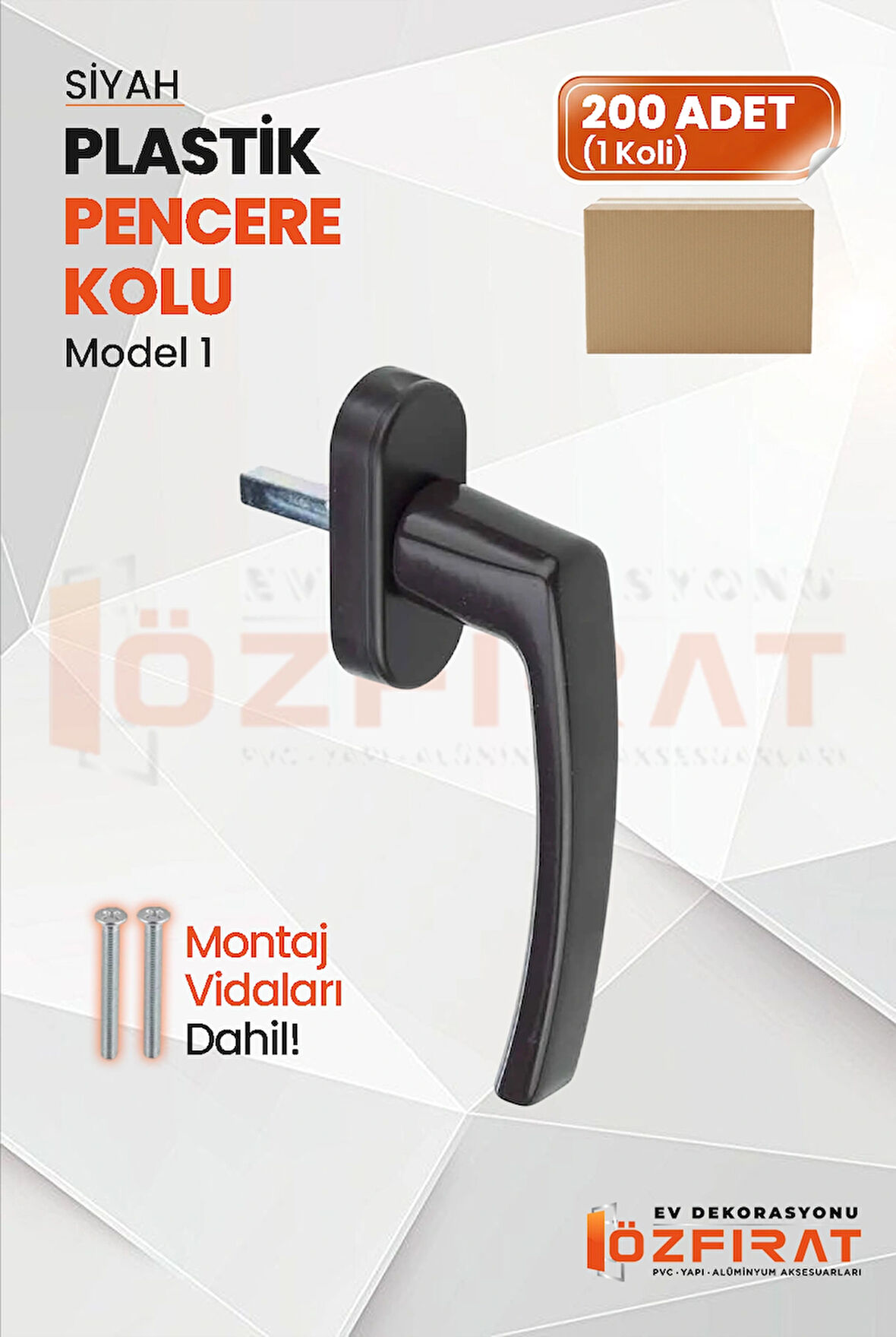 Pimapen PVC Pencere Kolu – Plastik – Siyah – Model 1 – (200 Adet / 1 Koli)