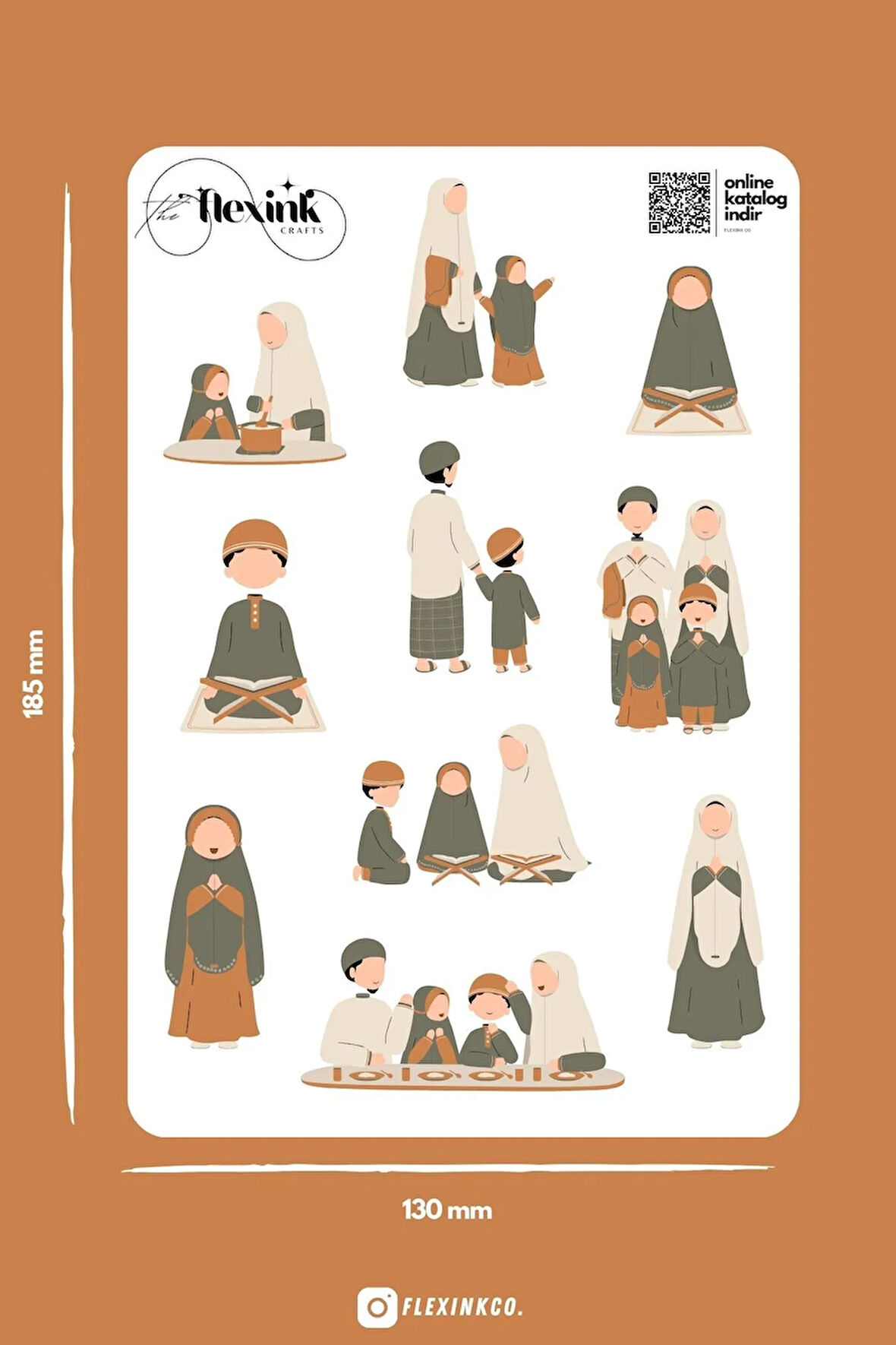 Müslim Aile Tesettür Ramazan Şeffaf Sticker Seti Scrapbook Ajanda Journal Bullet Planner Telefon