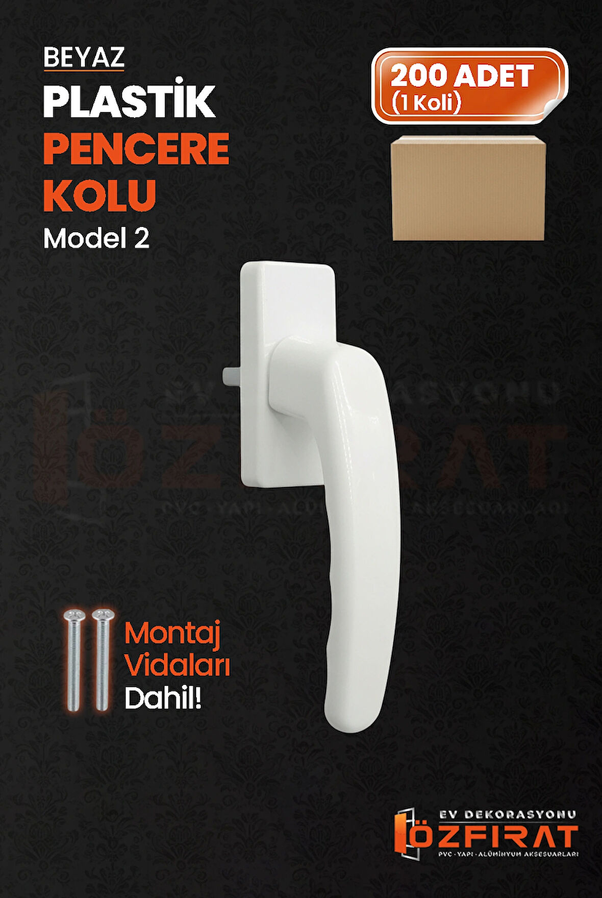 Pimapen PVC Pencere Kolu – Plastik – Beyaz – Model 2 – (200 Adet / 1 Koli)