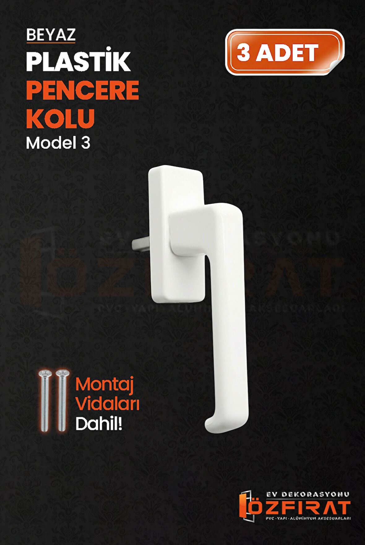 Pimapen PVC Pencere Kolu – Plastik – Beyaz – Model 3 – (3 Adet)