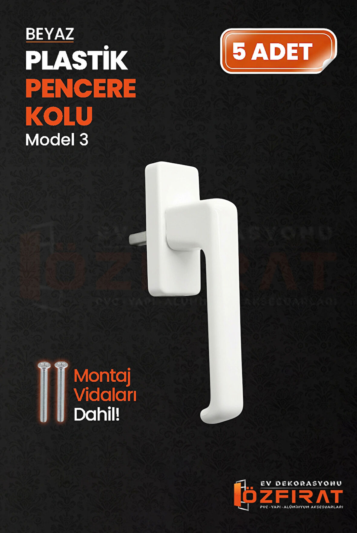 Pimapen PVC Pencere Kolu – Plastik – Beyaz – Model 3 – (5 Adet)