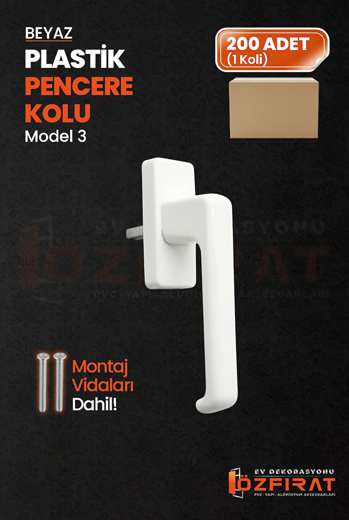 Pimapen PVC Pencere Kolu – Plastik – Beyaz – Model 3 – (200 Adet / 1 Koli)