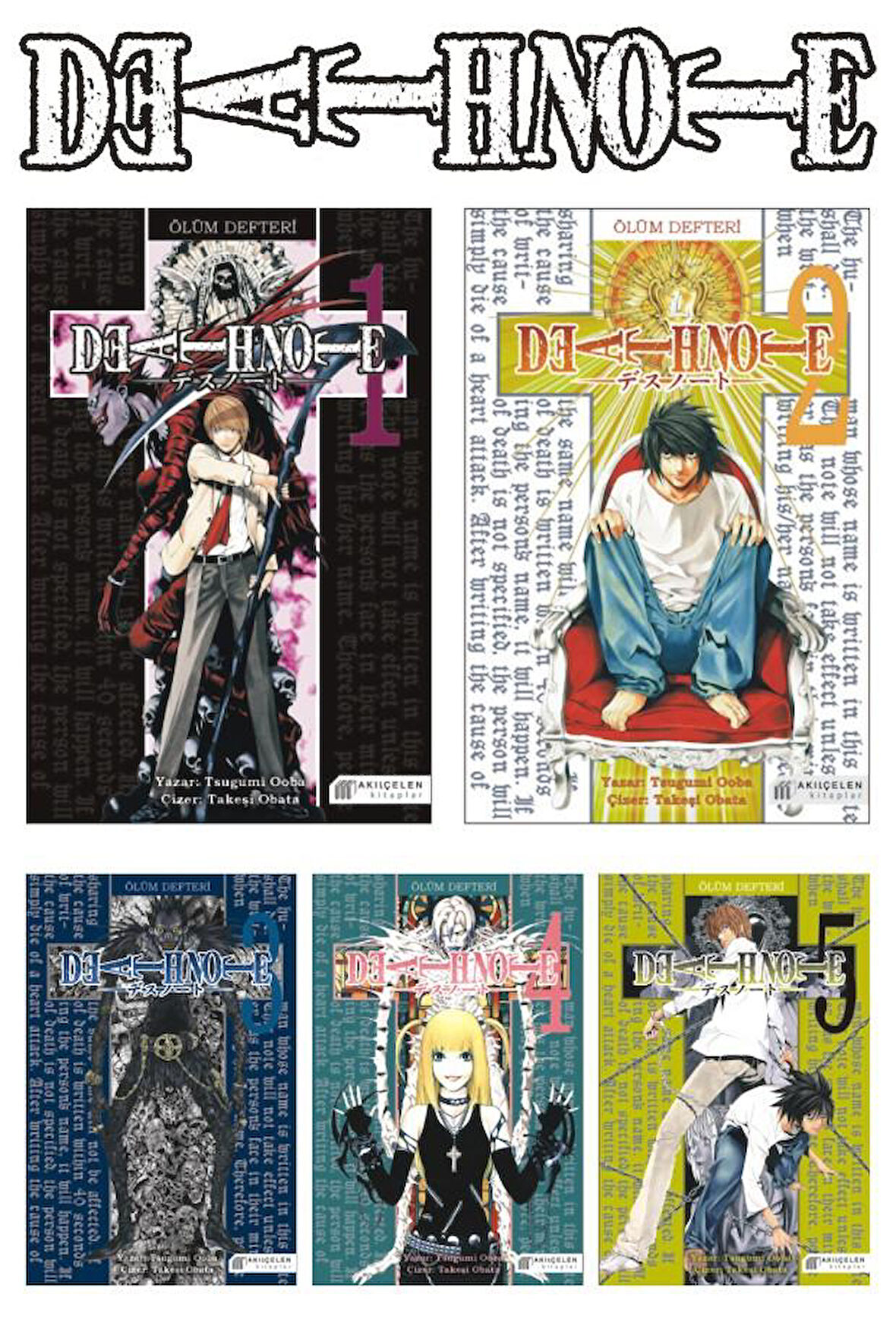 Death Note - Ölüm Defteri 1-2-3-4-5 Manga Seti - Tsugumi Ooba