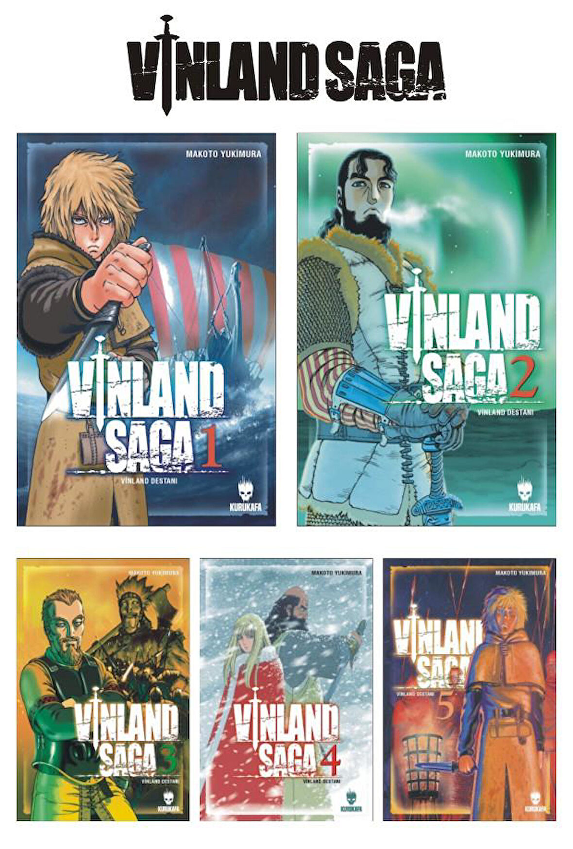 Vinland Saga - Vinland Destanı 1-2-3-4-5 Manga Seti - Makoto Yukimura