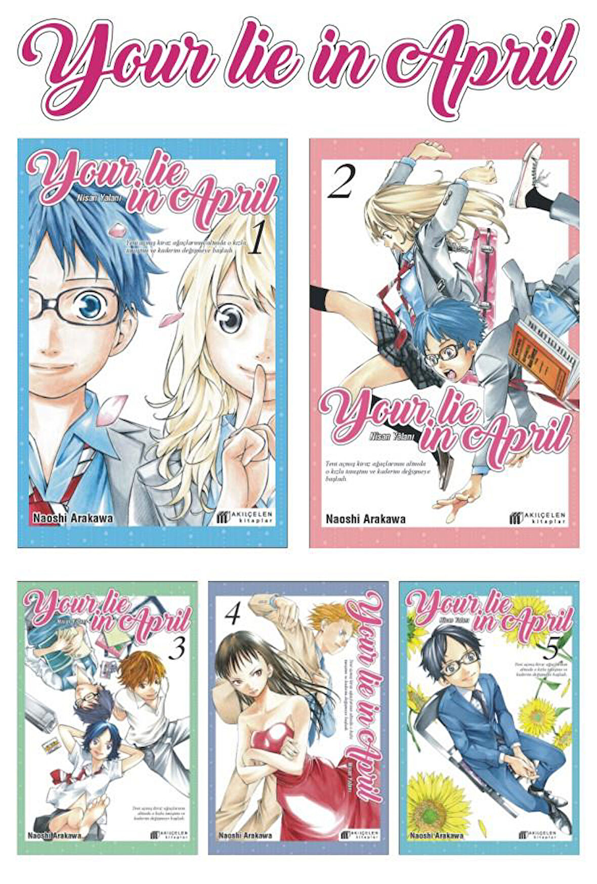 Your Lie İn April - Nisan Yalanı 1-2-3-4-5 Manga Seti - Naoshi Arakawa