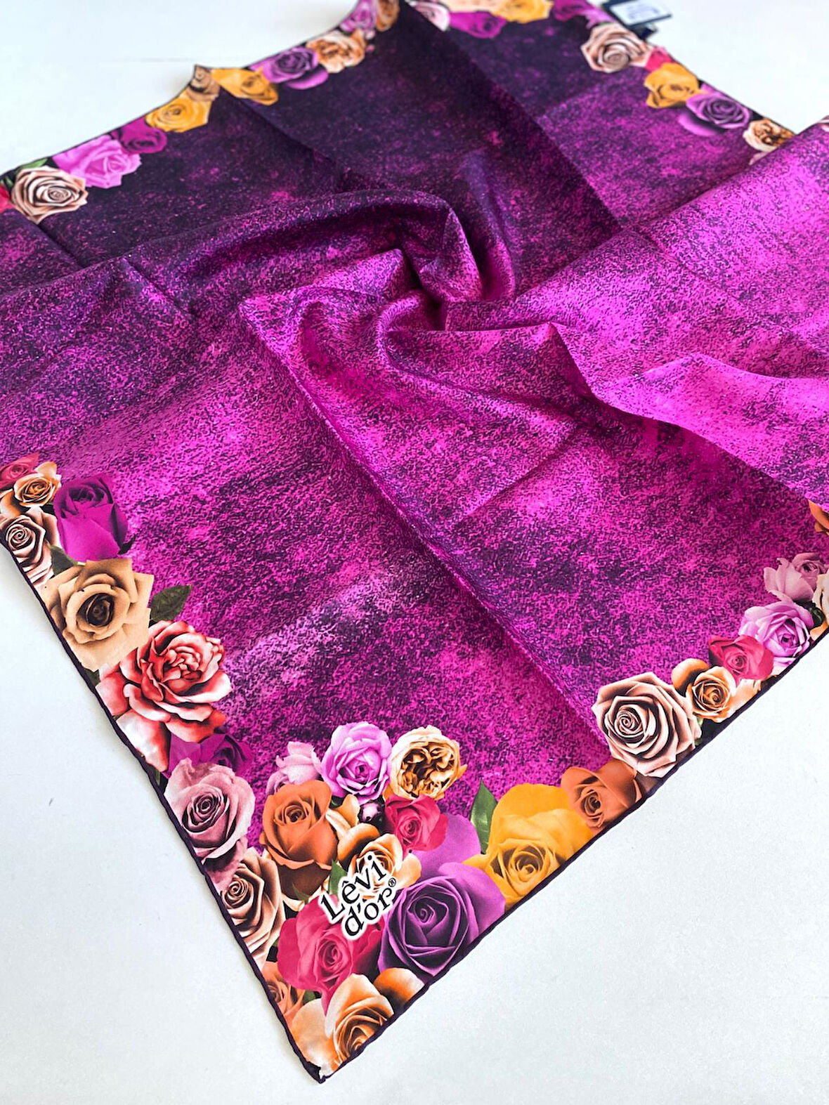 Levidor Tivil Saf İpek Eşarp 48964 Pembe Karışık Desen