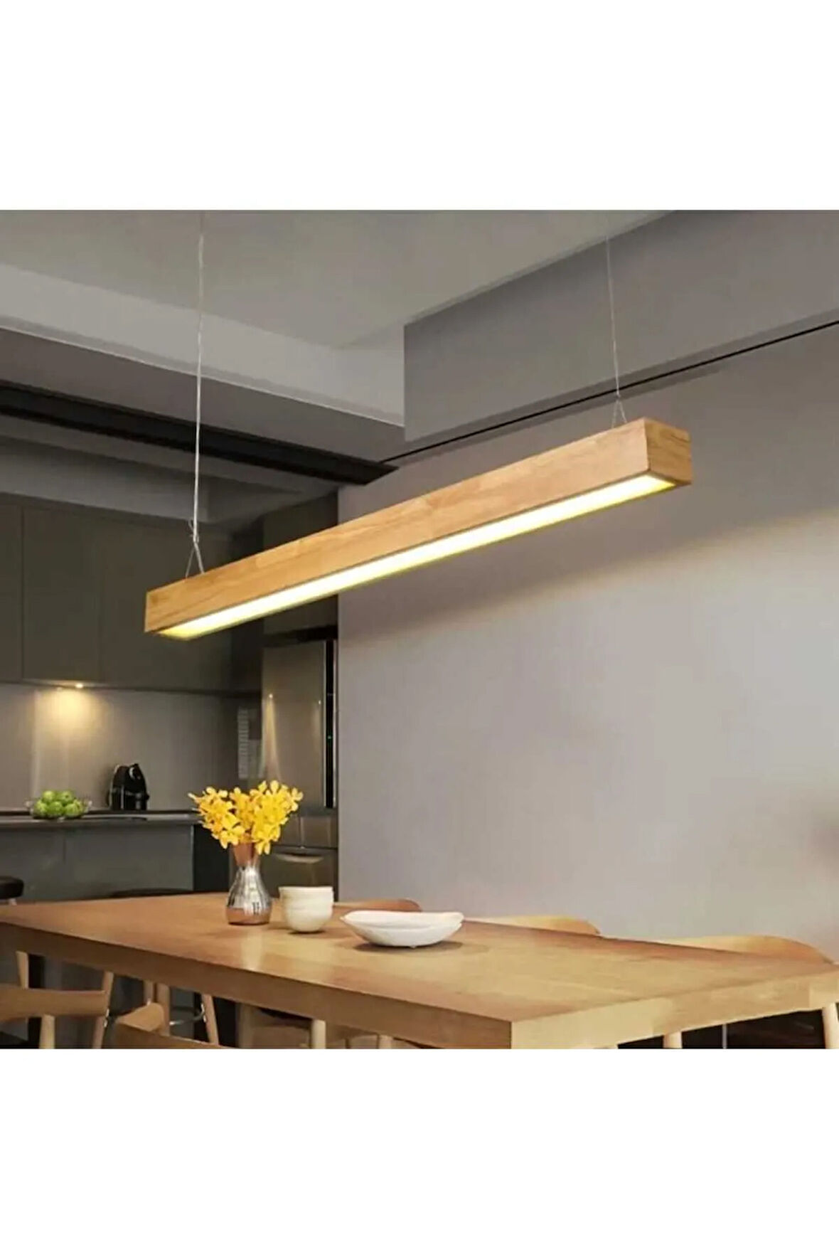 Linear Ahşap 120 cm Avize