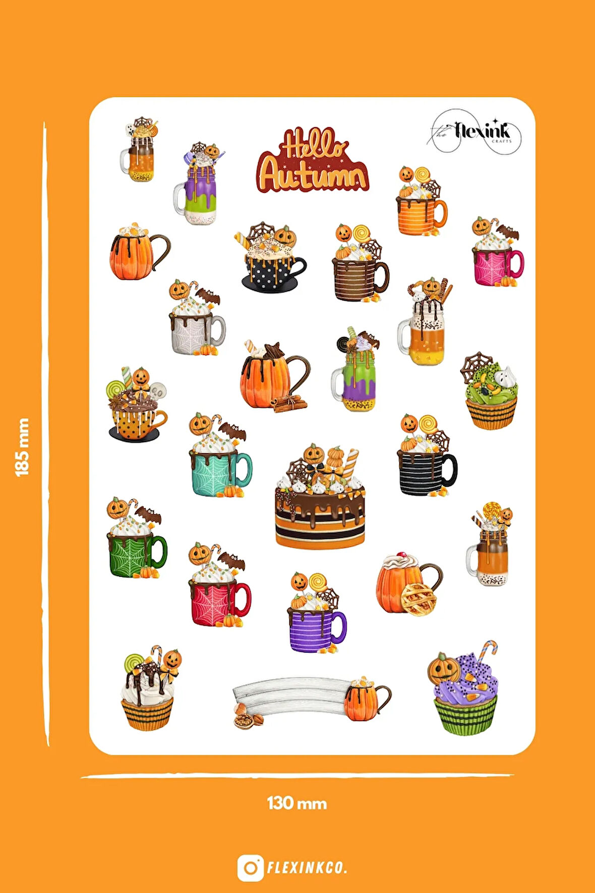 Sonbahar İçecekler-Hallowen ŞEFFAF Sticker Scrapbook Ajanda Journal Bullet Planner Telefon