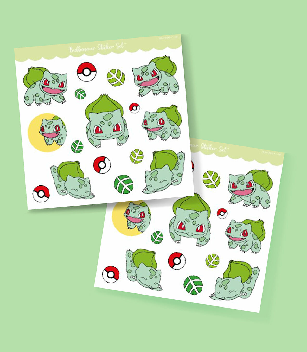 Pokemon Sticker Set -2'li- Balbazar (Bulbasaur) Etiket Kağıdı - süsleme telefon etiketi