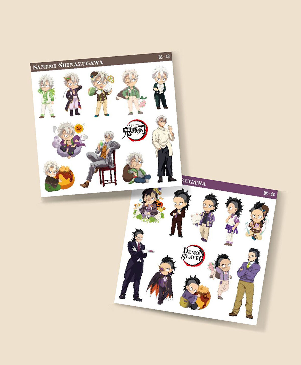 Demon Slayer Sanemi Shinazugawa - Genya Shinazugawa 2 Li Set Anime Sticker Çıkartma Kimetsu no yaiba