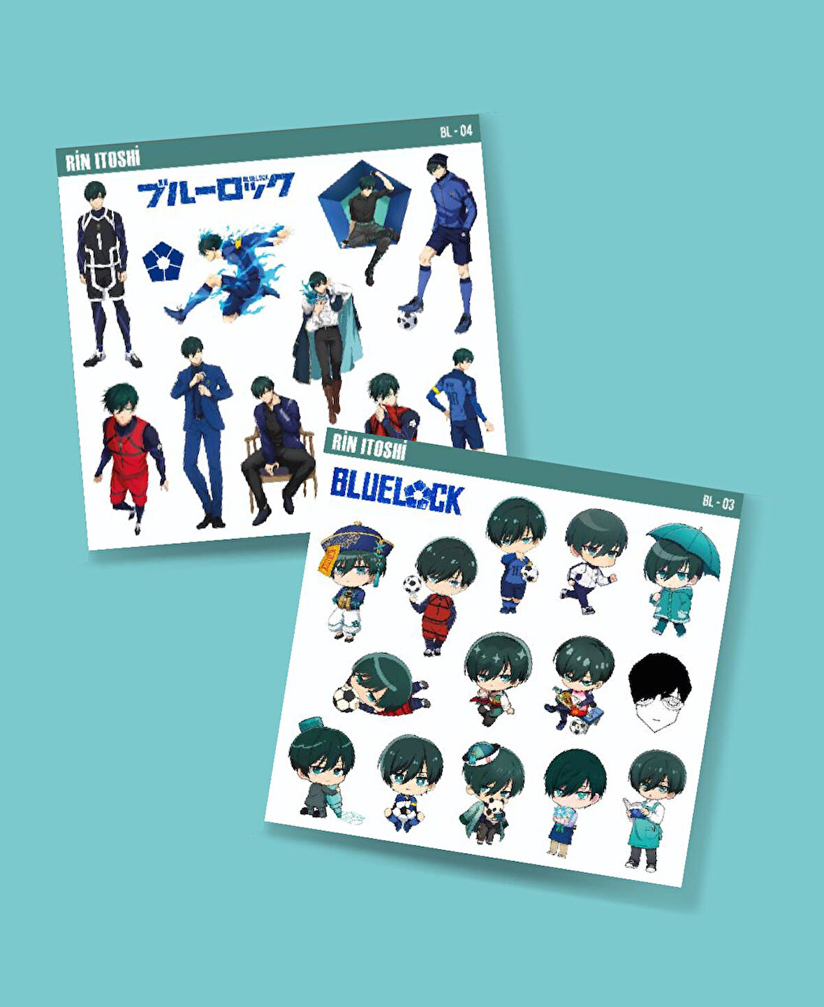 BlueLock-Rin İtoshi-parlak kağıt -2li sticker set-telefon süsleme Blue Lock etiket