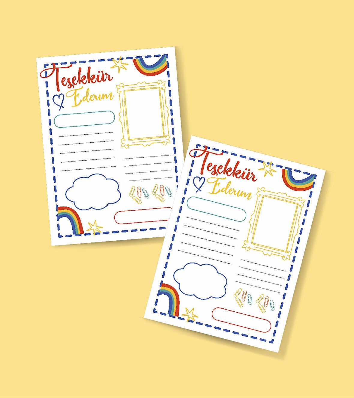 Teşekkür Kartı-BOŞ-Tebrik Kartı- 2 Lİ - Not Kartı -hediye kartı- tek yüzlü teşekkür kartı-öğretmen ve öğrenci