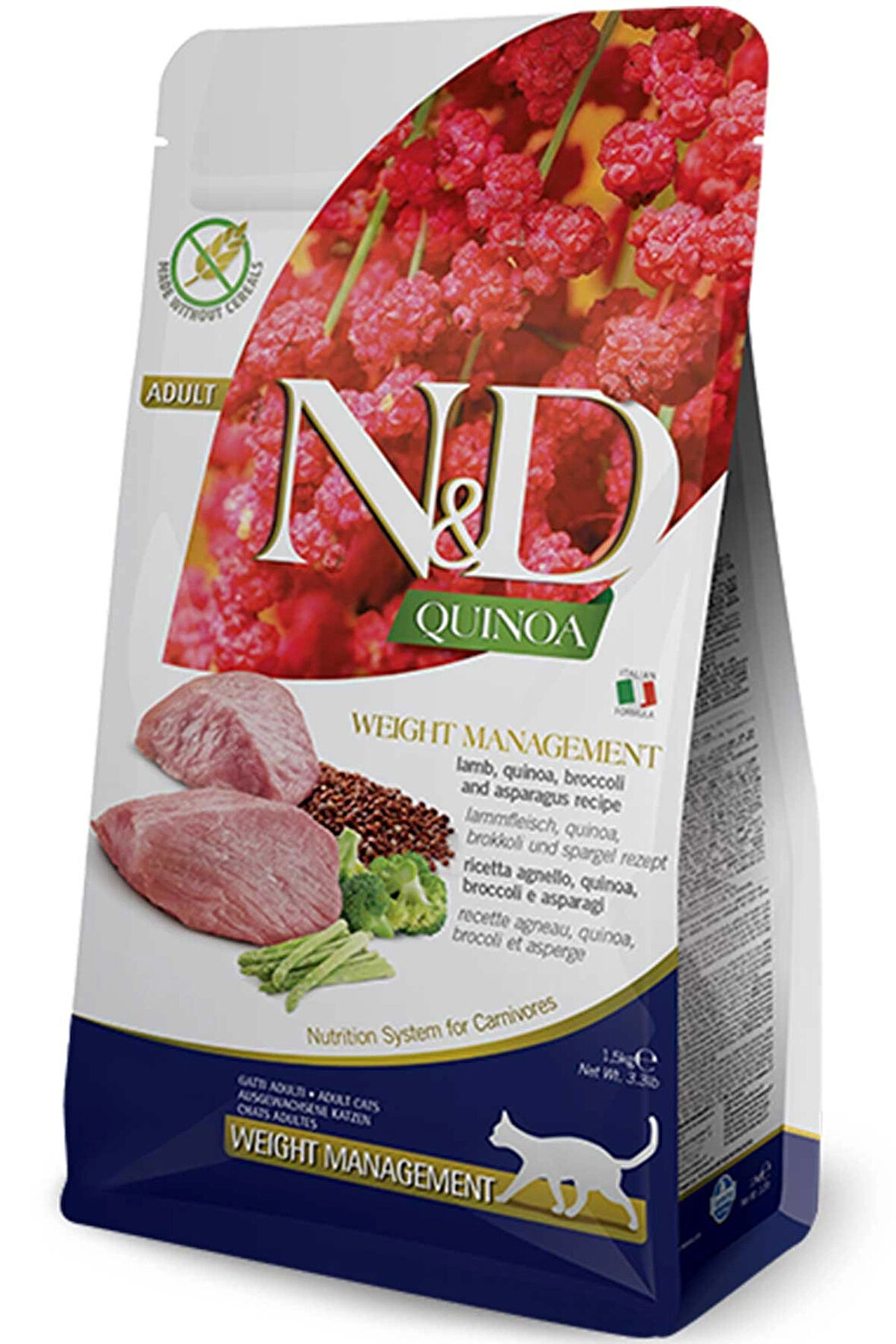 ND quinoa weight management tahılsız light kilo kontrolu kuzulu kedi maması 1,5kg