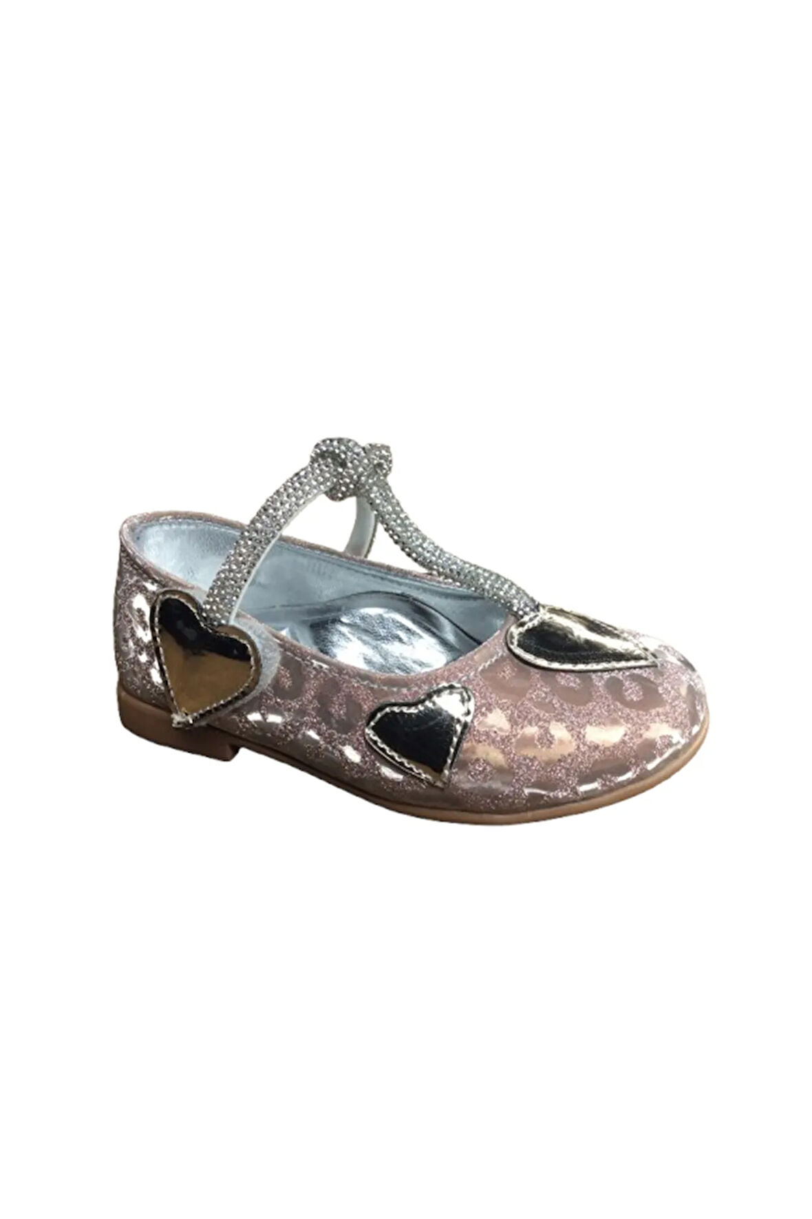 1010 Ort Emt Bebe Pudra Parlak Babet Taşlı Kız Çocuk Abiye Ayakkabı Düğün