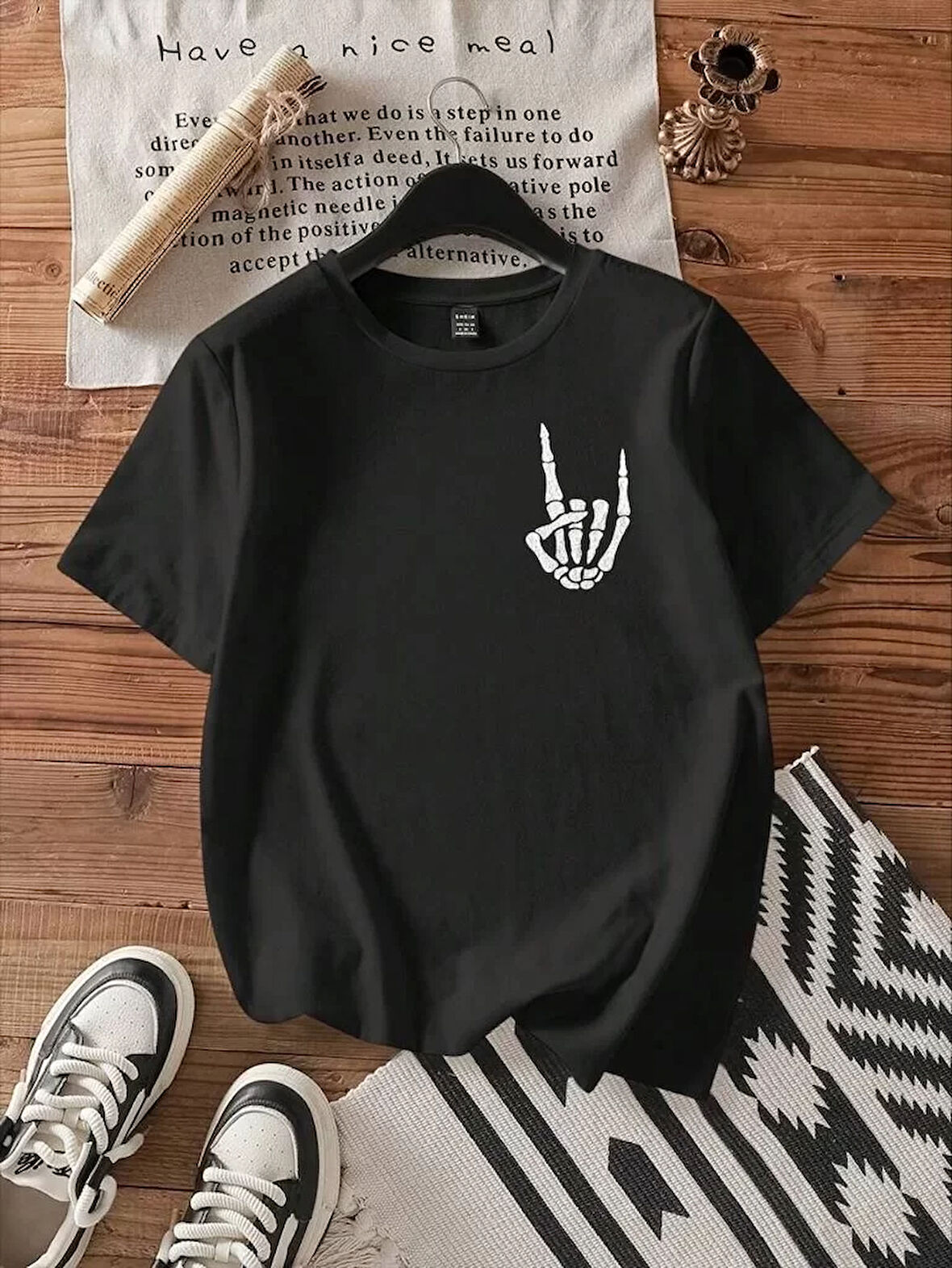Baskılı Kadın T-shirt - Siyah
