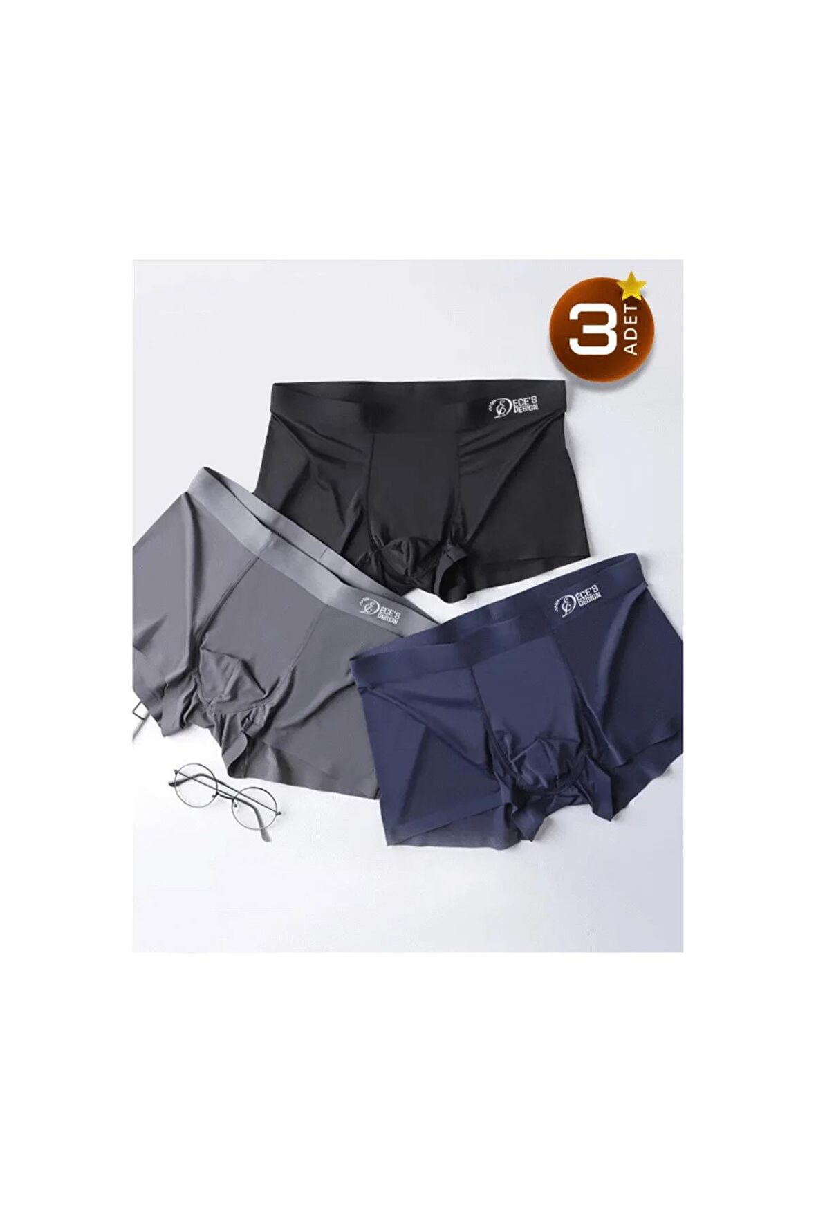 Dikişsiz Buz Ipek Ter Uzaklaştıran Spor Özel Tasarım Erkek Iç Giyim 3 Parça 1010 Boxer