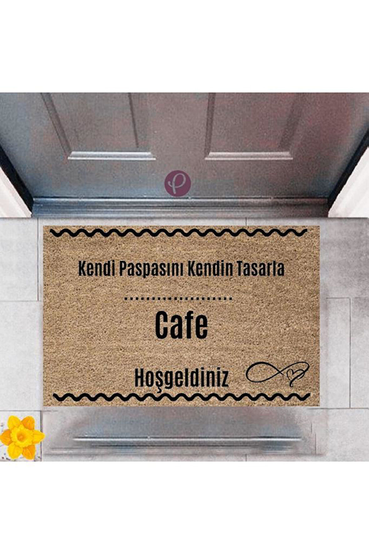 Kapı Önü Paspası Dekoratif Dijital Baskı Cafe P-2554
