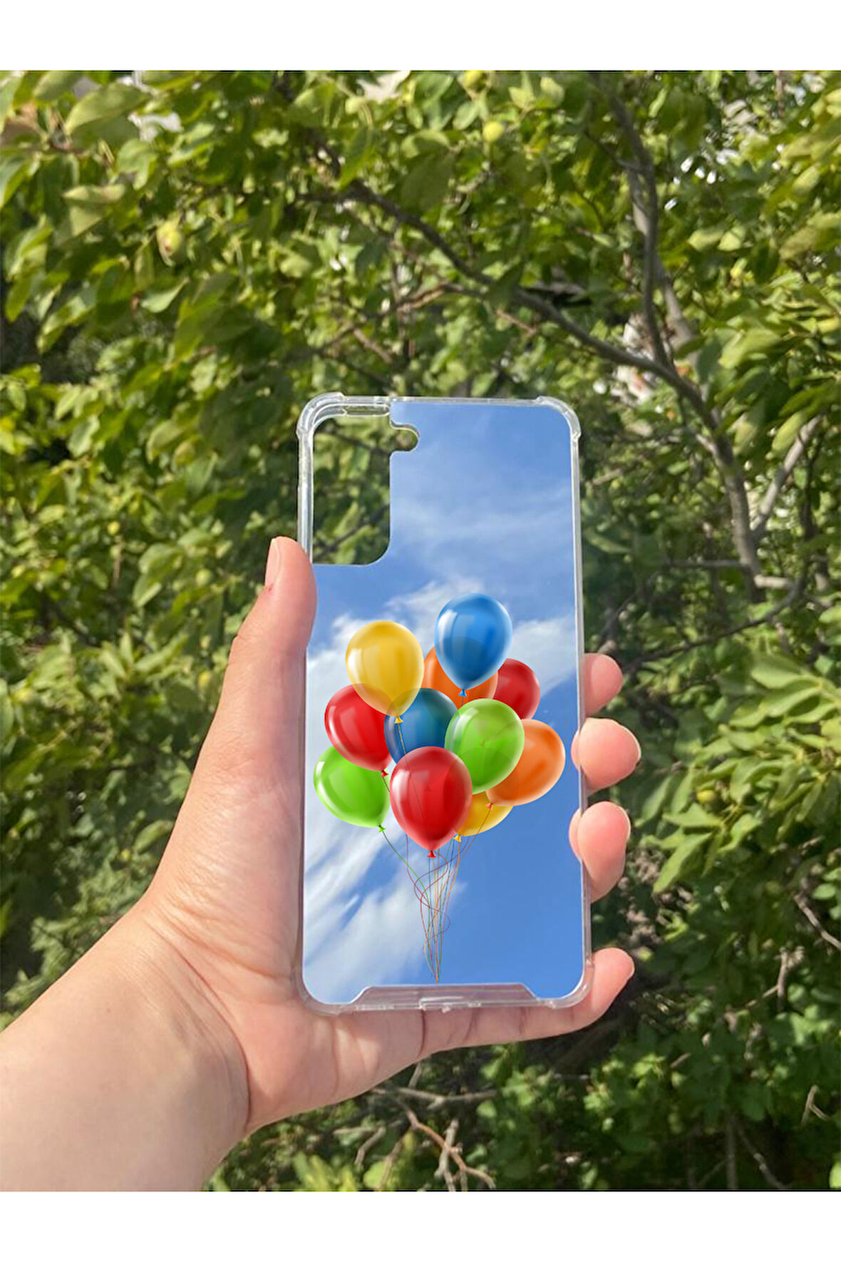 Samsung S21 Plus Uyumlu Aynalı Balon Desenli Darbe Kamera Korumalı Silikon Telefon Kılıfı