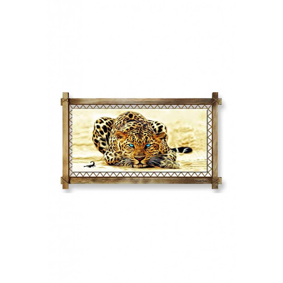 Kanvas Leopar Led Işıklı Rustik Tablo